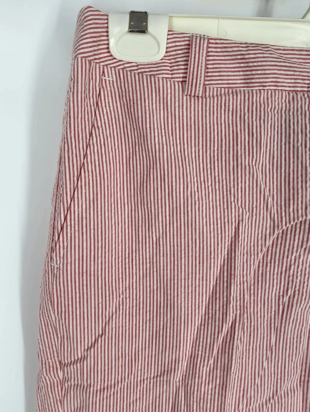 Evan-Picone Red White Striped Seersucker Cropped Pants Women 10